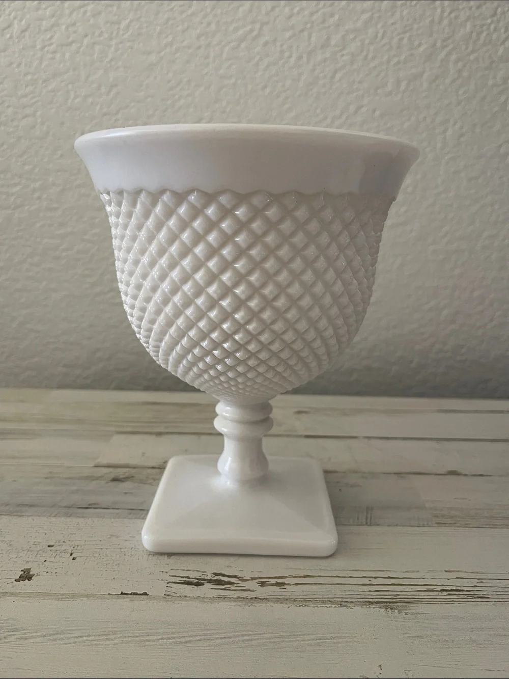 Vintage Westmoreland Style English Hobnail Milk Glass Pedestal Vase